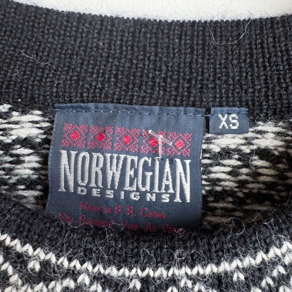 Vintage Norwegian Designs Wool Fairisle Pullover Sweater XS - Picture 5 of 7